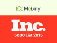 Logo of 101 Mobility above "Inc. 5000 List 2015" text on a red background.