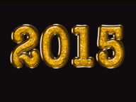 The year "2015" is displayed in large, gold, glittery numbers against a black background.