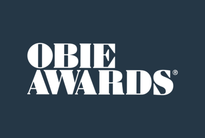 White text reading "OBIE AWARDS" displayed on a dark blue background.