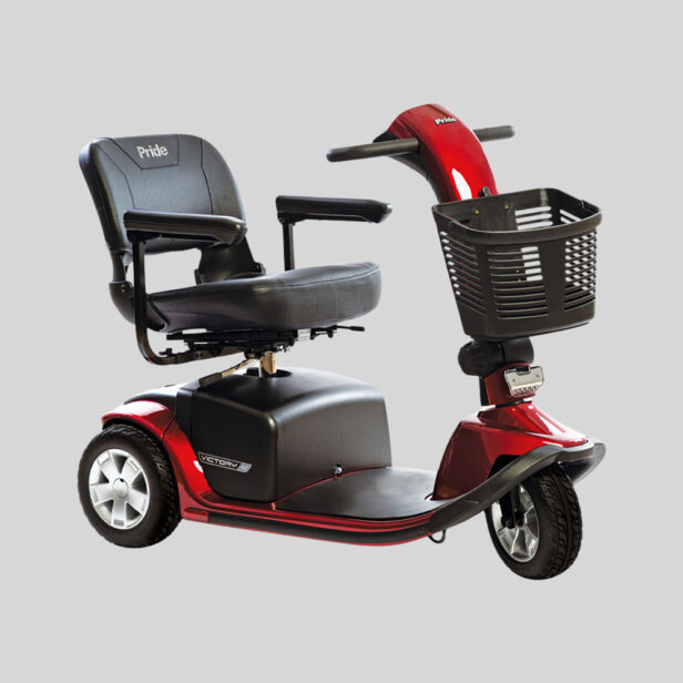 pride power scooter in red.