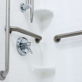 grab bars installed in a shower.