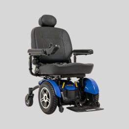 pride power chair in blue.