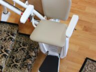 Savaria Stairfriend Curved Stairlift close up.