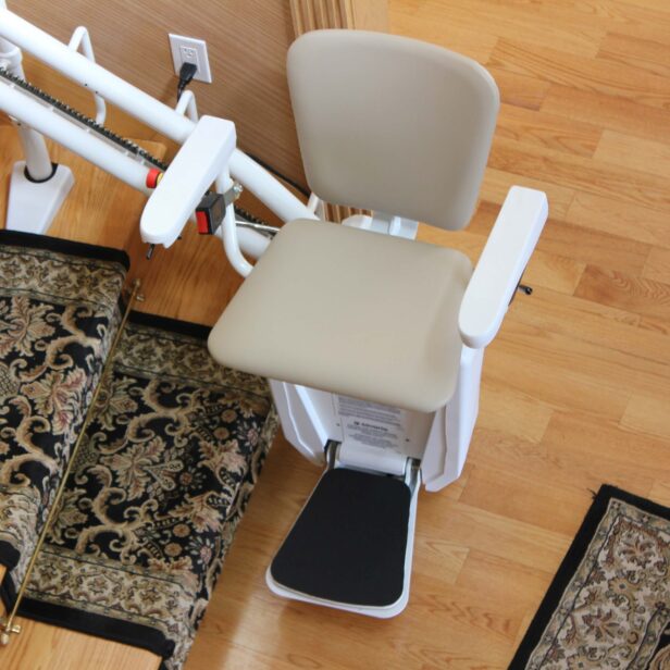 Savaria Stairfriend Curved Stairlift close up.