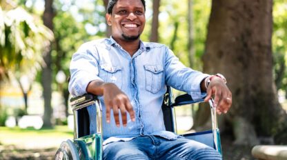 a man in a wheelchair.