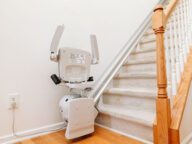 bruno elan straight rail stairlift folded.