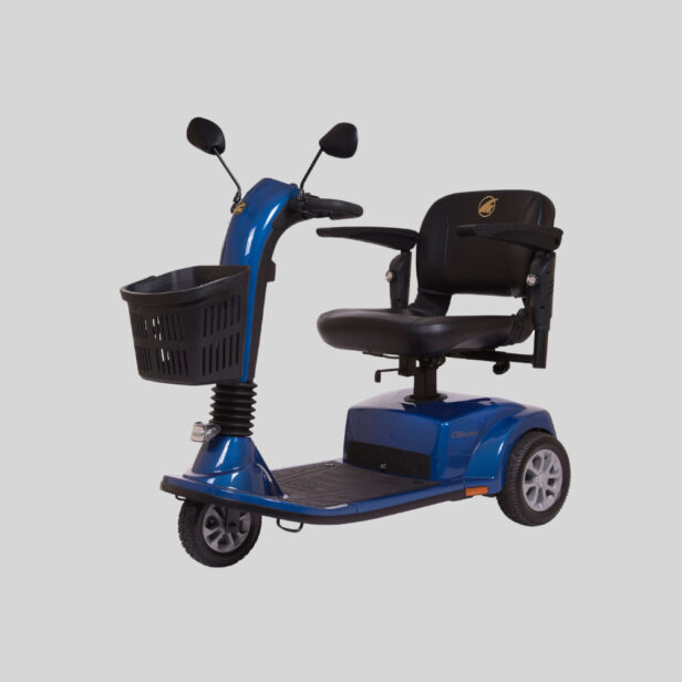 golden technologies power scooter in blue.