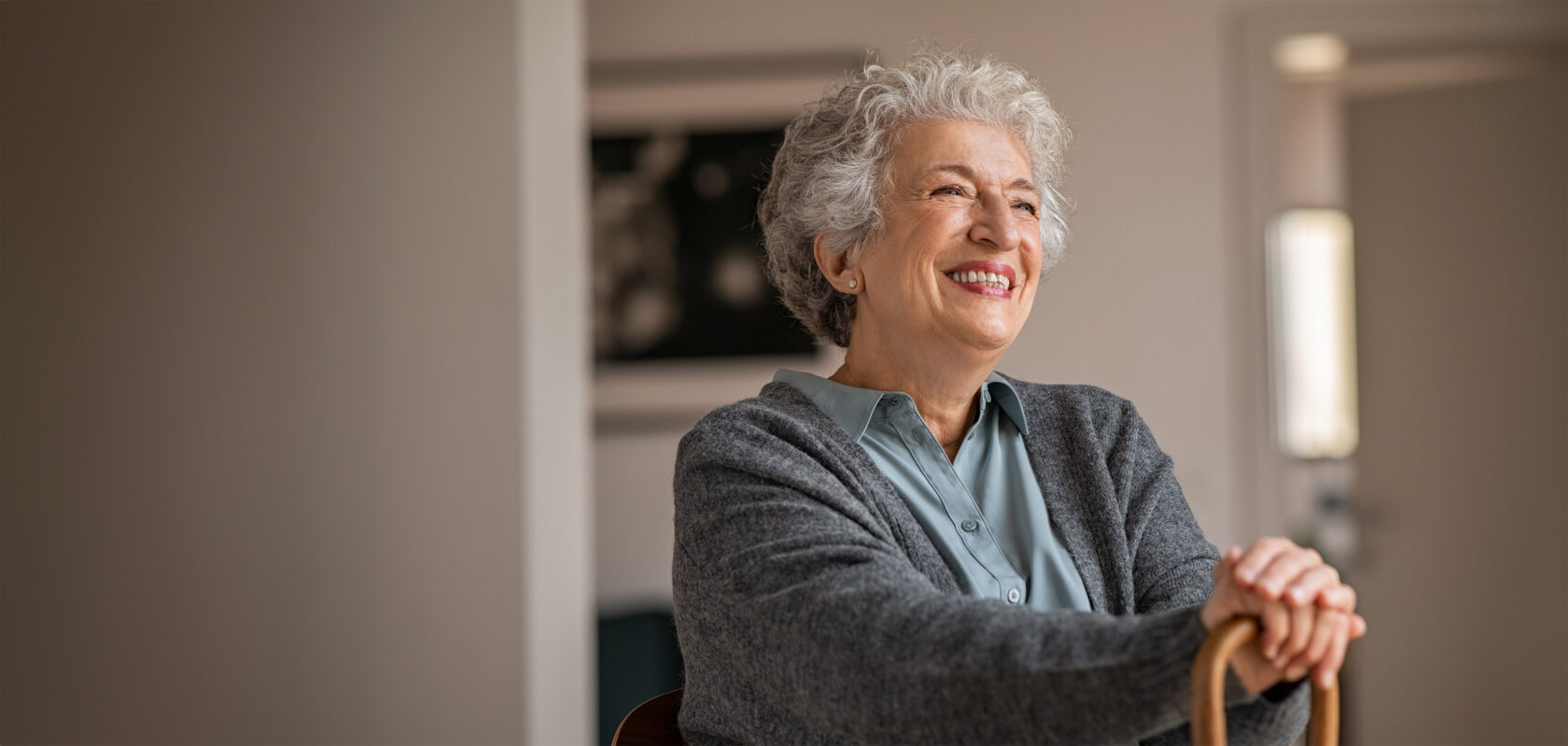 a happy senior woman.