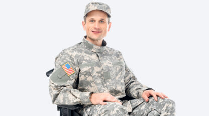 a veteran using a wheelchair.