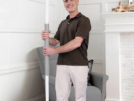 a man using a stander pole.